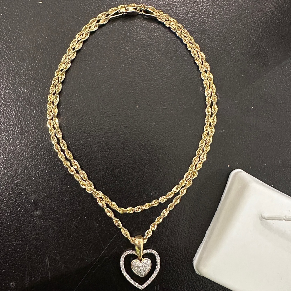 10kt gold and diamond heart